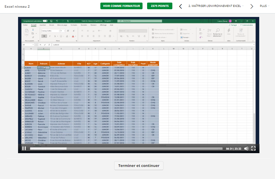 Excel niveau 21